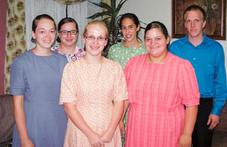 WATER students, left to right: Marita Schrock, Lydia Landis, Jolene Zimmerman, Ruth Bucher, Juanita Landis, Erwin Hostetler