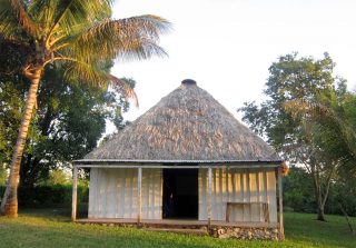 The thatch-roofed chapel in Santa Rosita.