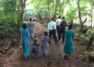 Walking home from church in Porvenir