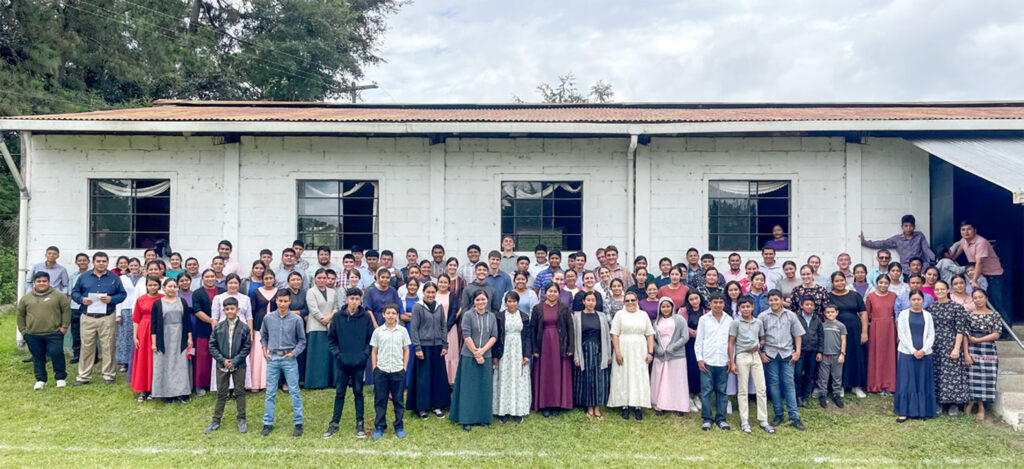 A large group of young people gathered for several days of Bible study and fellowship